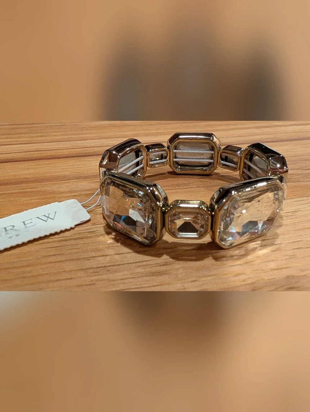 J. Crew Gold-Tone Bracelet with Clear Faceted Stones